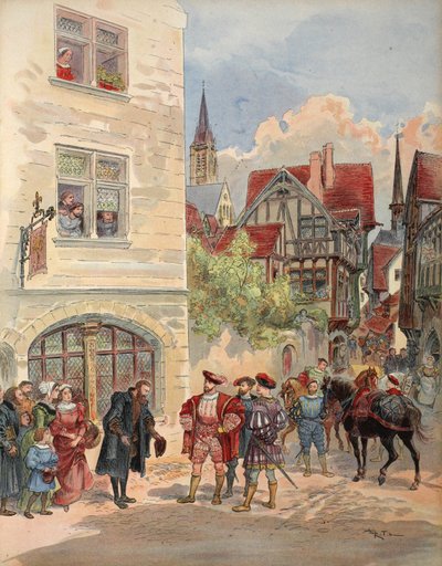 Francis I Received by Estienne in the Door of His Printing Press, Illustration from 